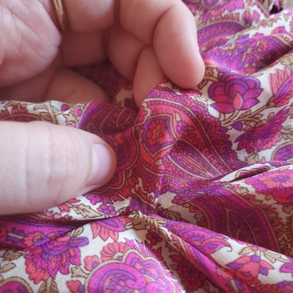 Karma Highway Paisley Maxi Dress w/ Large Flutter Sleeve OS Boho Festival 70s - Picture 15 of 16